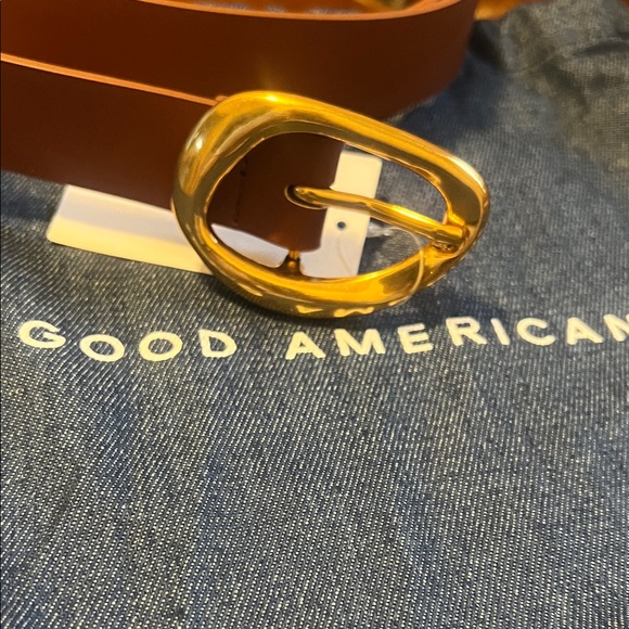 Good American Brown Leather Belt with Gold Buckle - Picture 5 of 5